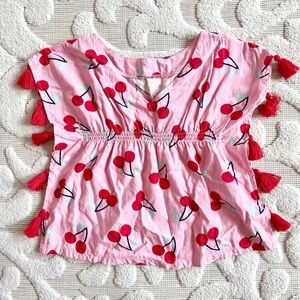 Cat & Jack toddler girl cherries tassel coverup 12M